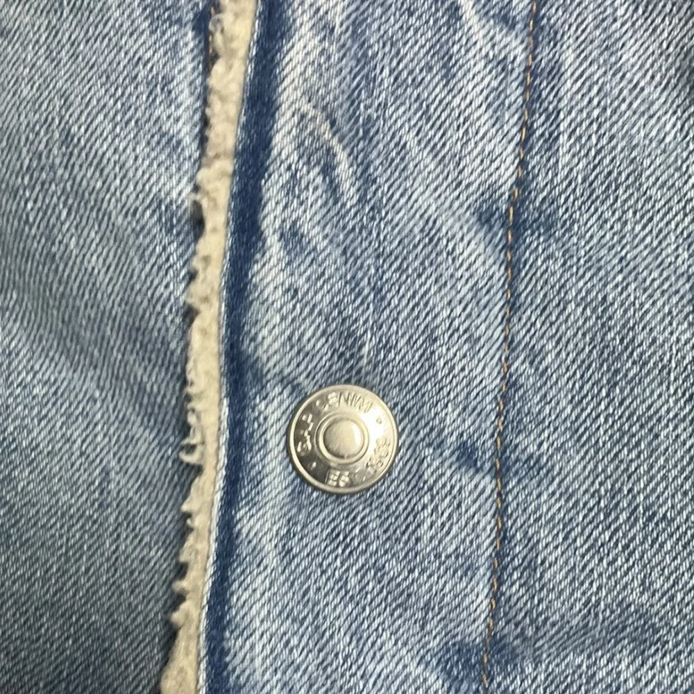 GAP Denim Mens XXL Light Wash Sherpa Lined Trucker Jacket Blue Jean Coat XXL - Picture 3 of 8